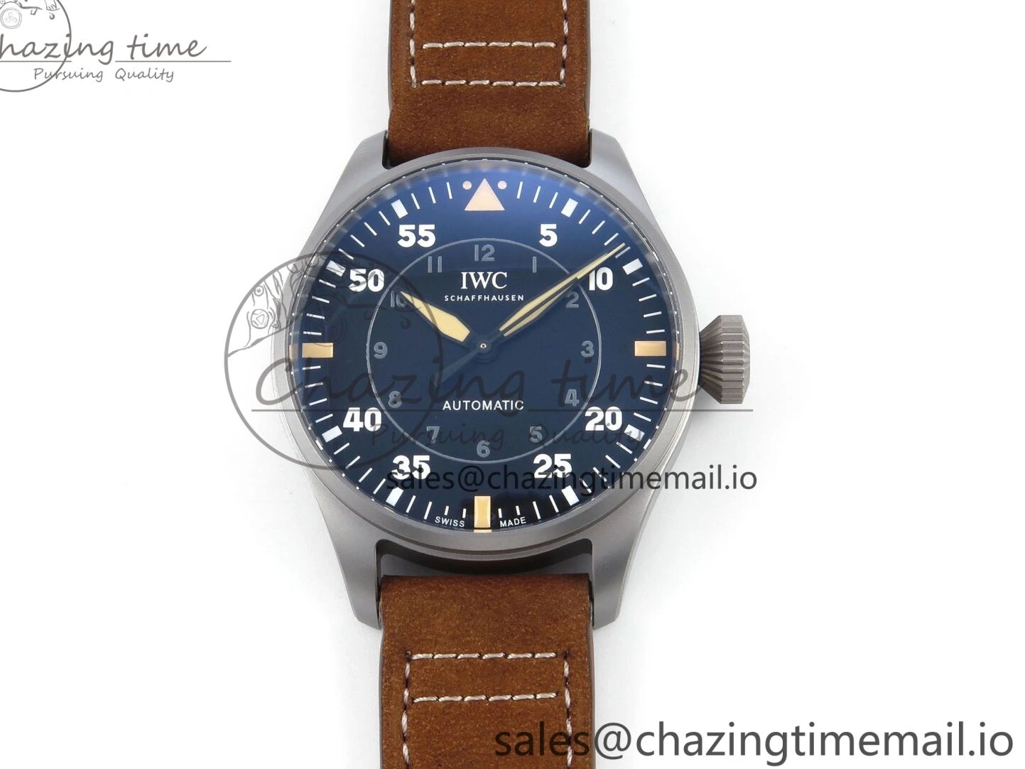 MIROTIME 0415 Big Pilot IW329701 M+F 1:1 Best Edition Black Dial on Brown Leather Strap MY RelaxedFit 7005